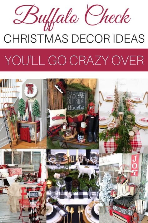 These buffalo check Christmas decor ideas are giving me all the holiday feels! Learn how to use buffalo check in your holiday decor with these ideas. Woodworking Plans Shelves, Buffalo Check Christmas Decor, Frugal Decor, Diy Blanket Ladder, Hutch Decor, Buffet Decor, Neutral Fall Decor, Buffalo Check Christmas, Woodland Christmas