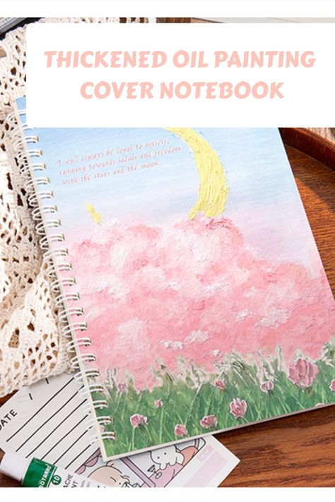 Cute Thickened Oil Painting Cover Notebook for journaling or note taking Hand Painted Notebook Cover, Kawaii Notebook Cover, Japanese Notebook Cover, Cat Notebook Cover, Creative Notebooks, Softcover Notebook, Notebook Cover Design, Welcome Back Sign, Diy School Supplies