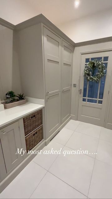 Helen Pexton on Instagram: "Morning My most asked question is ‘What colour are the units?’ The answer is Driftwood by Neptune. If you are thinking of using this colour I would definitely recommend you buy a tester pot first. I have Driftwood in here and in the kitchen but the colour looks so different in each of the rooms. In the bootility there isn’t much natural light so it looks darker, whereas my kitchen is such a light room the paint looks lighter. Maybe check out my kitchen posts to see. Hope this helps. I’m looking forward to today, I’m catching up with my friend and having a facial. Happy Friday xx #thewelldressedhouse #interior125 #interior2you #interior9508 #inspire_me_home_decor #whitewalls #interior4you1 #details #neutralhome #interior2you #interior4all #interiordecor Neptune Interiors Living Rooms, Utility Room Colours, Neptune Silver Birch, Neptune Kitchens, Neptune Shell Paint, Silver Birch Neptune Paint, Neptune Driftwood Paint, Neptune Paint Colours, Neptune Paint Clove