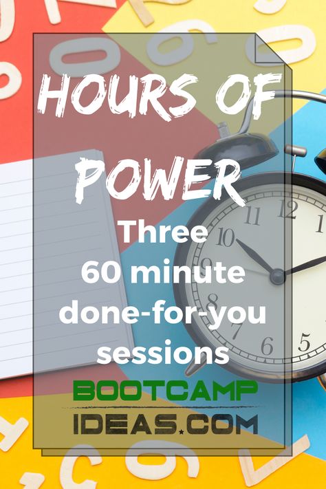 Need a quick 1 hour bootcamp routine to use with tomorrow's class? Here's 3+ done-for-you sessions to choose from. Bootcamp Ideas, Wellness Wheel, Bootcamp Workout, Boot Camp Workout, Boot Camp, 60 Minutes, Health