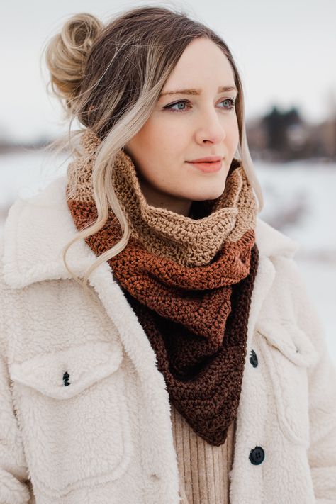 Crochet hooded cowl