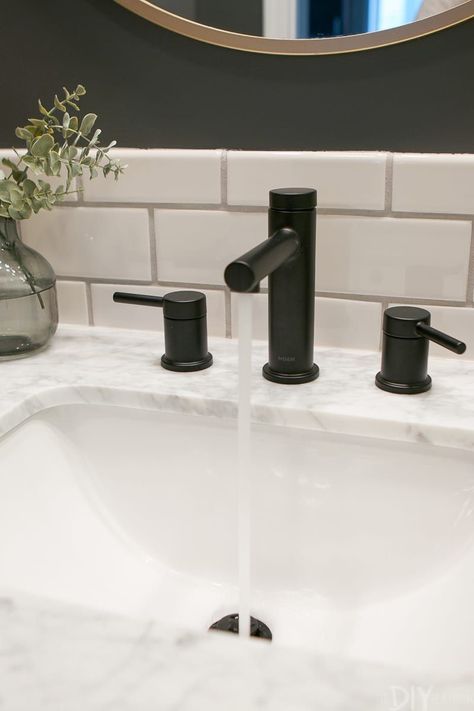 I just added a matte black faucet to my bathroom! Come check out the one I chose, along with other black bathroom faucets that are gorgeous! #blackfaucet #faucet #bathroom #DIYbathroom #bathroommakeover Black Bathroom Faucets, Black Faucets, Black Faucet Bathroom, Matte Black Bathroom Faucet, Black Bathroom Faucet, Faucets Bathroom, Spare Bathroom, Best Kitchen Design, Matte Black Faucet