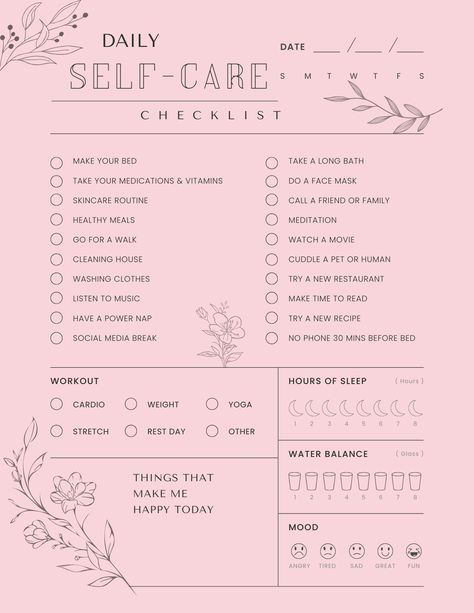 Self Care Checklist, Self-Care Planner, Selfcare Journal Tracker, Wellness Planner Printable, Daily Wellbeing, Mindfulness Self Care Tracker Free Printable, Selfcare Journal, Self Care Worksheets, Free Planner Templates, Journal Tracker, Self Care Checklist, Wellness Planner, Self Care Planner, Self Care Bullet Journal