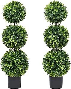 Lvydec 2 Pack Artificial Boxwood Topiary Tree, 3ft Topiary Ball Tree Potted Plants Decoration for Front Door Porch Home Living Room, Indoor/Outdoor Use Artificial Topiary, Front Door Porch, Boxwood Topiary, Artificial Boxwood, Topiary Trees, Porch Patio, Artificial Plants, Plant Decor, Potted Plants