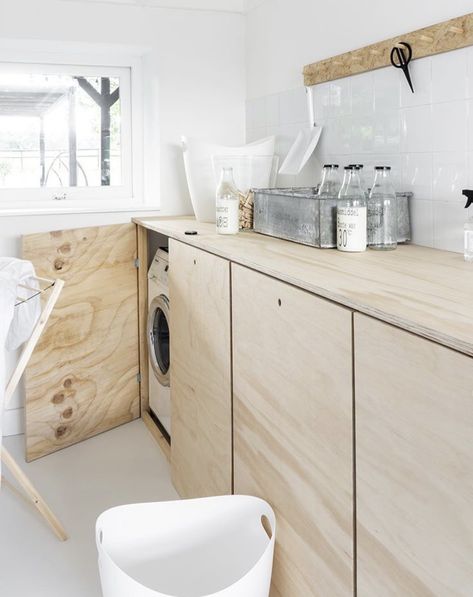 Plywood Utility Room, Plywood Laundry Room, Plywood Laundry, Plywood House, Plywood Interior, Laundry Design, Laundry Room Inspiration, Laundry Closet, Laundry Room Diy