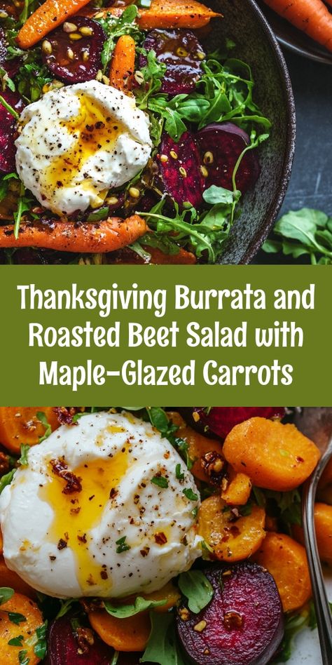 Preparing this Thanksgiving Burrata and Roasted Beet Salad fills me with warmth and joy, as I gather with family around the table. The vibrant colors and flavors symbolize gratitude, making our celebration even more special and memorable together! 🥗🍂❤️ Roast Beet Salad, Beets Burrata Salad, Beets And Carrots Salad, Beet Onion Salad, Maple Roasted Beets, Roasted Beet And Carrot Salad, Beets And Burrata Salad, Roasted Beets And Carrots With Burrata, Carrot And Beet Salad