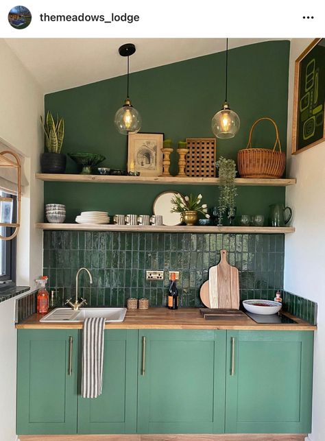 Kitchen Wall Cabinets, Green Kitchen Cabinets, Kitchen Paint, Painting Kitchen Cabinets, Green Kitchen, Wooden Kitchen, Updated Kitchen, Wood Kitchen, Kitchen Cupboards