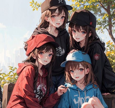 4 Best Friends Pictures Anime, 4 Best Friends Pictures Cartoon, 4 Bestie Anime, 4 Friends Pictures Cartoon, 4 Bffs Wallpaper, Image Girly, Besties Pictures, Photo Manga, 4 Best Friends