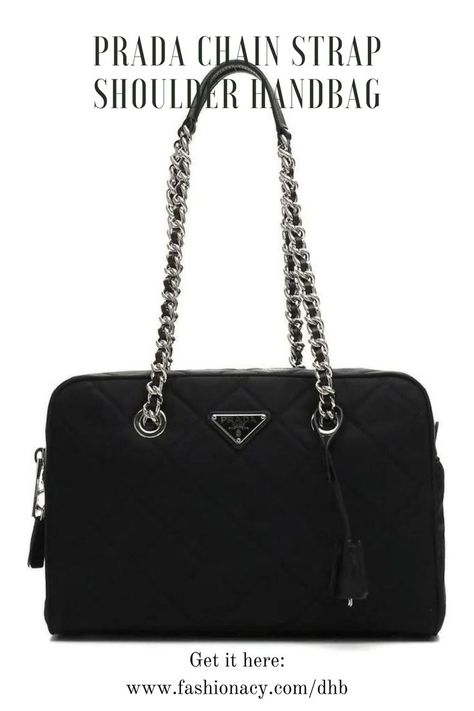 Prada Chain Strap Shoulder Handbag Black Prada Bag, Prada Chain, Woven Chain, Stylish Handbags, Money And Happiness, Midnight Black, Shoulder Handbag, Chain Bags, Prada Bag