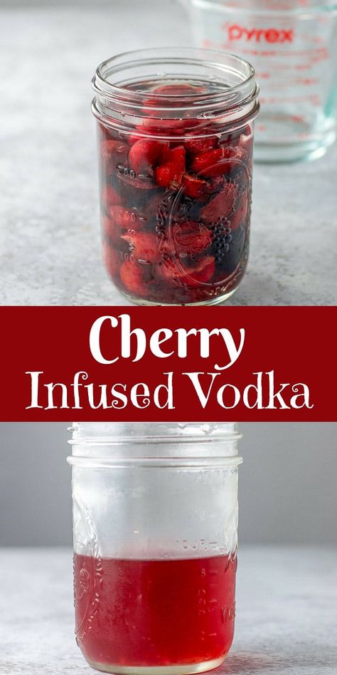 This cherry infused vodka is so much better than 'flavored' vodka! Why? Because not only is it delicious but you know exactly what is in this infused vodka!! #cherry #vodka #cherryvodka #drinks #cocktails #dishesdelish Blackberry Infused Vodka, Moonshine Drinks, Making Vodka, Flavored Vodka Drinks, Glace Fruit, Cocktails Vodka, Flavored Liquor, Blackberry Lemon, Infused Liquors