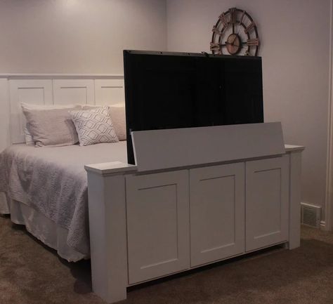 The Hartford TV Bed - Wildwood Functional Furniture Bedroom Tv Stand Ideas, Hidden Tv Bedroom, Tv In Bedroom Ideas, Bed With Tv, Tv Stand Ideas, Matching Bedroom Set, Bedroom Tv Stand, Tv Bed, Tv Lift