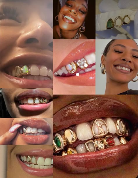 Grillz Women Teeth, Women With Grillz Gold Teeth, Grill Women Teeth, Pretty Grills Teeth, Flo Milli Grillz, Women’s Grill Teeth, Woman Grill Teeth, Grill On Black Women, Single Cap Grillz