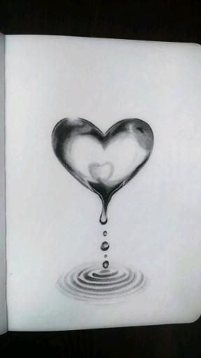 Cute Love Heart Drawing, Heart Being Squeezed Drawing, How To Draw A 3d Heart, Heart Drawing Love Sketch, Heart Drawing Video, Water Dripping Drawing, Heart Sketch Creative, Valentine Drawings Art, Heart Drawing Cute Simple