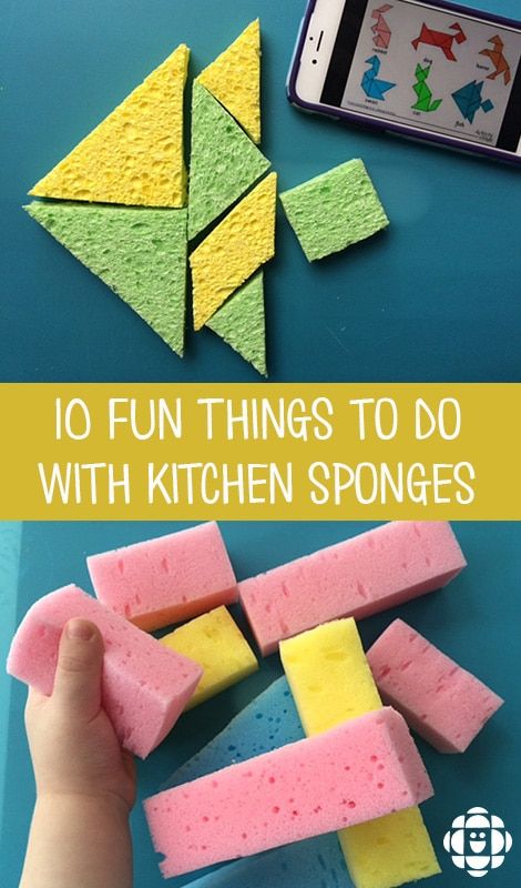 10 Fun Things To Do With Kitchen Sponges | Play | CBC Parents Supervision Ideas, Sponge Crafts, Diy Sponges, Spring Break Camping, Cool Science, Cool Science Experiments, Kitchen Sponge, Messy Play, Art Activities For Kids