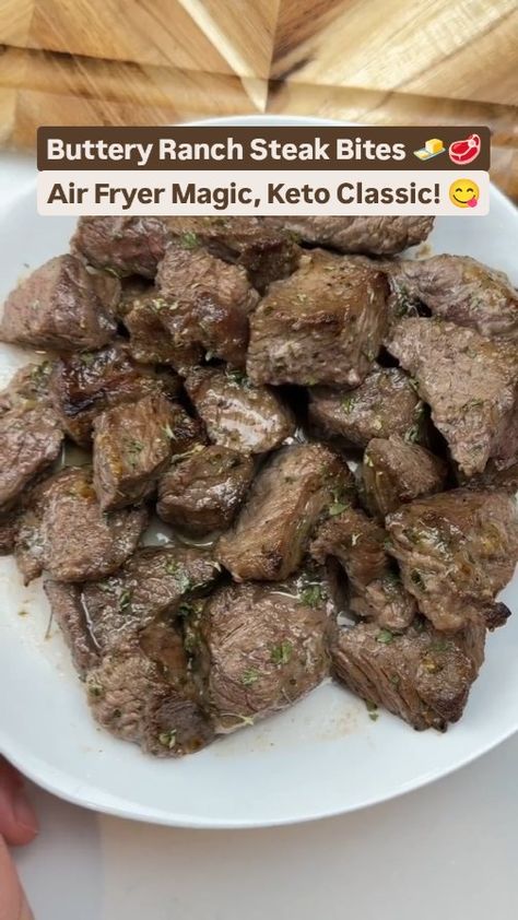 Instagram Buttery Steak Bites, Buttery Steak, Ranch Steak, Steak Doneness, Zesty Ranch, Steak Dishes, Free Keto Meal Plan, Low Carb Treats, Steak Bites