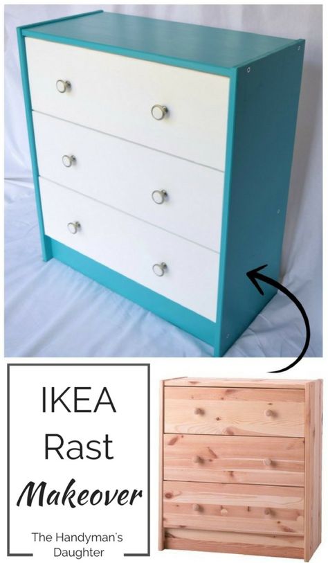 Transform a basic pine dresser into a cheerful piece that will brighten any… Rast Makeover, Ikea Rast Makeover, Rast Dresser, Dresser Upcycle, Ikea Rast Dresser, Diy Furniture Makeover Ideas, Pine Dresser, Upcycled Projects, Upcycle Ideas