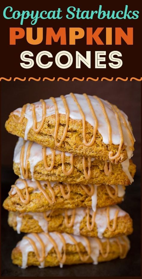 Starbucks Pumpkin Scones Recipe - Cooking Classy Pumpkin Scones Recipe, Recipe For Fall, Quick Baking, Scones Recipe Easy, Homemade Scones, Cake Delicious, Copycat Starbucks, Pumpkin Scones, Bake Goods