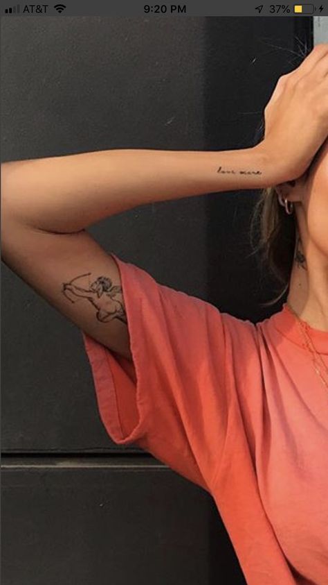 Back Arm Above Elbow Tattoo, Tattoos Above Arm Crease, Tattoos For Outer Forearm, Tattoo Back Of Arm Above Elbow, Under Elbow Tattoos For Women, Upper Arm Tattoo Placement, Lala Tattoo, Arm Tatoos Woman, Tattoo Behind Arm Above Elbow