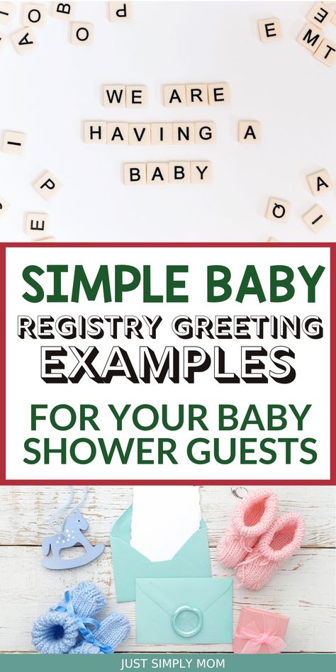 Have fun making your baby registry and choosing the right baby registry greeting for your family and friends. Baby Registry Greeting Message, Gift Registry Wording, Simple Baby Registry, Book Baby Shower Invitation, Baby Registry List, Baby Gift Registry, Amazon Baby Registry, Baby Shower Registry, Gender Neutral Baby Shower Invitations