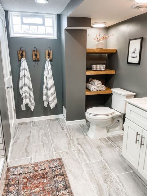 Basement Bathroom Design, Bathroom Remodel On A Budget, Modern Bathroom Remodel, Decoration Bathroom, Remodel On A Budget, Master Bath Remodel, Downstairs Bathroom, Basement Bathroom, Bathroom Inspiration Decor