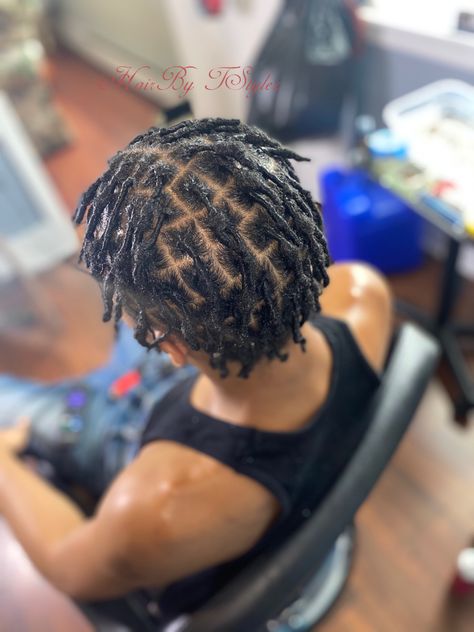 Starter Locs Styles For Short Hair Boys, Starter Locs Retwist, Retwist Locs Style Men, Starter Locs Men, Andre Tate, Loc Twist, Dread Journey, Twist Hair Men, Loc Retwist