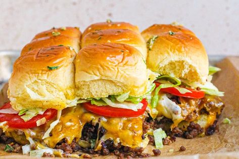 Chopped cheese is a beloved bodega sandwich hailing from New York but very specifically Brooklyn, though among chopped cheese enthusiasts, the exac... Chop Cheese Sliders, Bodega Recipes, Chopped Cheese Sliders, Chopped Cheese Sandwich New York Recipe, Bodega Sandwich, Chop Cheese, American Cheese Recipes, Gourmet Sandwiches Recipes, Chopped Cheese Sandwich