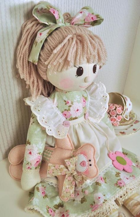 Holly Rag Doll Pattern - PDF | Craftsy Raggy Dolls, Diy Rag Dolls, Doll Making Patterns, Fabric Doll Pattern, Doll Patterns Free, Doll Clothes Patterns Free, Homemade Dolls, Rag Doll Pattern, Rag Dolls Handmade