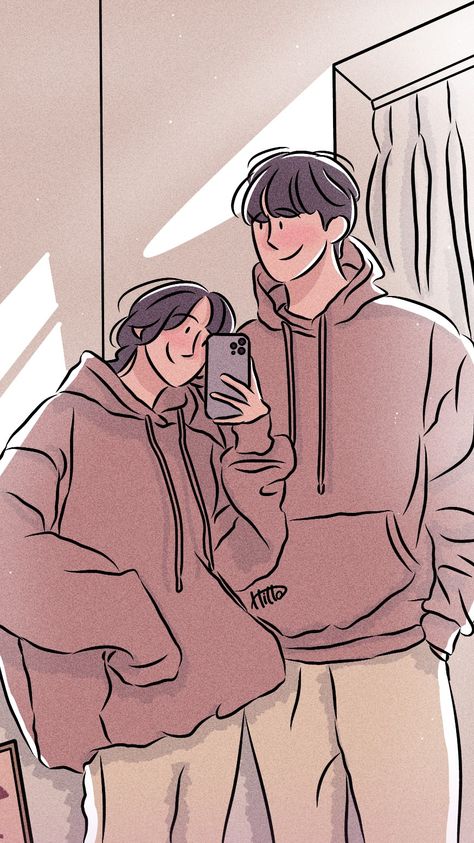 Profile Picture Cartoon Cute, Cute Couple Profile, Couple Profile Picture, Cartoon Cute Couple, Kdrama Fan Art Wallpaper, Profile Picture Cartoon, Cute Drawings Of Love, Couple Profile, Picture Cartoon