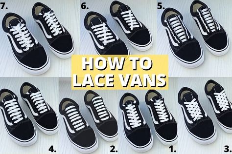 Shoelace Ideas Vans, Ways To Lace Vans High Tops, Tie Vans Laces How To, Cute Ways To Lace Vans, Bar Lace Shoes How To, Tying Vans Laces, Shoelace Patterns Vans, Diy Vans Paint, How To Lace Vans Old Skool