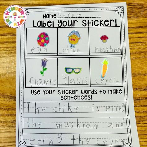 Kimberly Jordano | Stickers are a great way to engage your kindergarten writers! Label your stickers are in my literacy centers this week. . #kinderwriting… | Instagram Labeling For Kindergarten, Labeling Activities For Kindergarten, Label A Picture Kindergarten, No Prep Literacy Centers Kindergarten, 1st Grade Writing Journal, Literacy Activities Year 1, Kinder Writing Activities, Independent Literacy Center Kindergarten, Grade 2 Literacy Centers