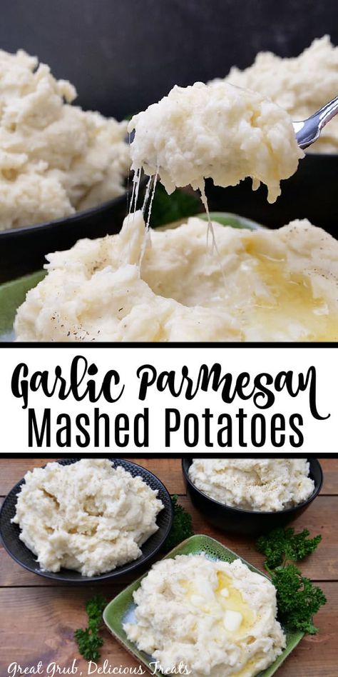 Garlic Parmesan Mashed Potatoes, Parmesan Mashed Potatoes, Garlic Parmesan Potatoes, Chef Mickey, Perfect Mashed Potatoes, Steak Side Dishes, Making Mashed Potatoes, Vegetarian Main Dishes, Baked Garlic