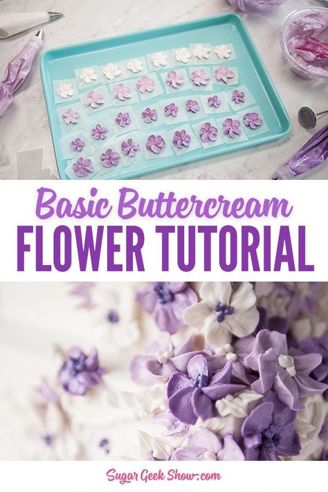 These Easy Buttercream Flowers are the perfect project for the buttercream newbie. ⁠ ⁠ Even if you’ve never piped a flower before, these 5 petal flowers are a great starting point!⁠ ⁠ I'm using my easy buttercream frosting for these flowers, and am freezing them before applying them onto my cake or cupcakes.⁠ ⁠ Pro tip: Make sure your buttercream is smooth and bubble-free by mixing your buttercream on low with the paddle attachment for 10-15 minutes after you make it. ⁠ ⁠ #buttercream Freeze Buttercream Flowers, How To Freeze Buttercream Frosting, Butter Cream For Flowers Recipe, Tiny Buttercream Flowers, Flower Frosting Tutorial, Freezing Buttercream Flowers, Flower Tips For Frosting, Piping Flowers On Cake, Buttercream For Piping