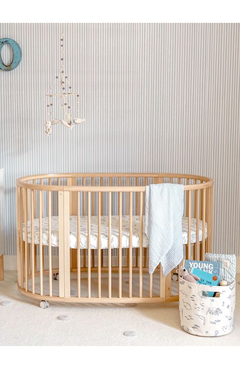 Nursery Decor Oval Crib Nursery, Organic Baby Nursery, Stokke Crib, Oval Crib, Bed Extension, Stokke Sleepi, Fitted Crib Sheet, Crib Sheets, Baby Things