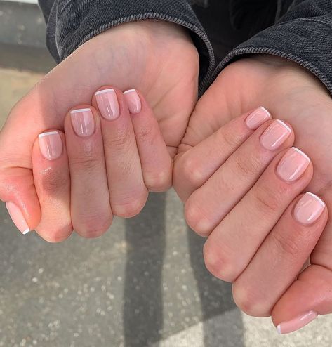 Extra Short Biab Nails, Short Biab Nails French Tip, Biab French Nails, French Nails Straight, Short Biab Nails French, Shirt Biab Nails, Very Short Biab Nails, Short Straight Nails, Short Square Biab Nails