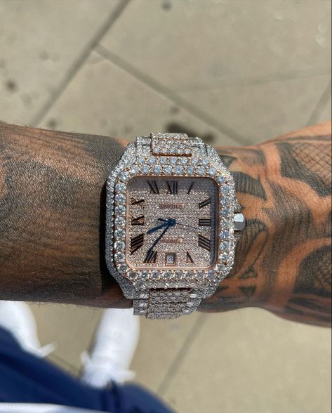 Wrist Watch Women, Cartier Watches Mens, Iced Out Watch, Black Men Fashion Urban, Urban Jewelry, Luxury Lifestyle Fashion, Expensive Jewelry Luxury, Diamond Ice, Custom Pendants