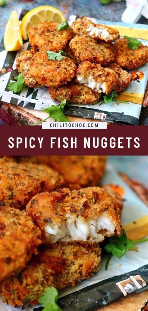 Spicy Fish Nuggets Pinterest Crumbed Fish, Fish Nuggets, Fischer Homes, Fish Dinner Recipes, Fried Fish Recipes, Breakfast And Brunch, Peri Peri, Fish Recipes Healthy, Fish Dinner