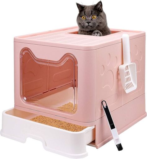 Just upgraded my litter box to this, and let me tell you it is a game changer! It's easier for me to scoop with the pull out tray, also it's easier on the eyes in my laundry room! Before I just had a cheap pan to keep my litter in, I love my new purchase! 
Click my affiliate link below to get yours! Top Entry Litter Box, Best Litter Box, Cat Litter Scoop, Litter Box Covers, Litter Scoop, Litter Box Enclosure, Cat Pee, Cat Toilet, Litter Tray