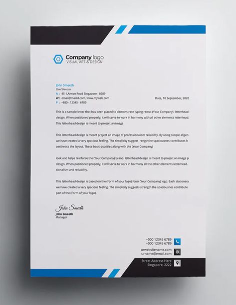 Letterhead Template Vector EPS. Download Document Header Design, Ideas For Presentation, Powerpoint Presentation Ideas, Letterhead Design Inspiration, Letterhead Sample, Cheap Logo Design, Company Letterhead Template, Ebook Template Design, Company Letterhead