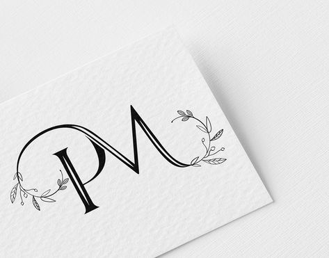 PM wedding initials, botanical boho logo & monogram on Behance Pm Initials Logo, Pm Tattoo Letter, Pv Monogram Logo, Initials Logo Design Monograms, Wedding Initials Logo Letters, Pm Logo Design Letters, Wedding Symbols Logo, Tattoo Letter P, Wedding Logo Design Initials Letters