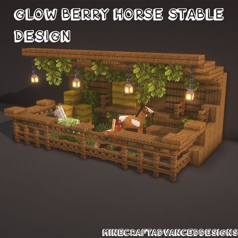 MinecraftDesigns on Instagram: “Horse stable design🍀🌿 ========================= Shaders: BSL shaders Texture: Stay True ========================= #minecraft…” Minecraft Mine Ideas Survival, Mc Stable Design, Mincraft Idea Horse Stable, Cute Minecraft Birch Houses, Glow Berry Horse Stable Design Minecraft, Minecraft Builds Horse Stable, Horse Stables Design Minecraft, Mine Shack Minecraft, Mc Horse Stable Ideas