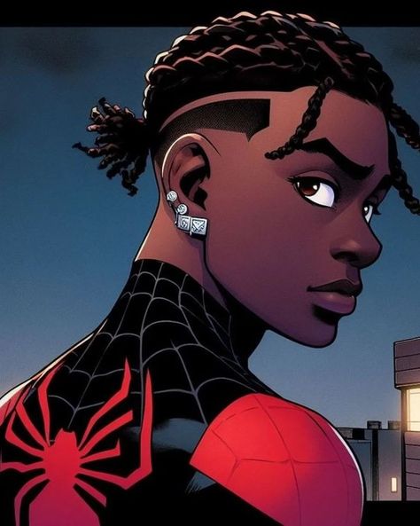 Miles Morales With Braids, Dominican Pfp, Handsome Women, Spiderman Outfit, Miles Spiderman, Black Anime Guy, Image Spiderman, Spiderman Art Sketch, Miles Morales Spiderman