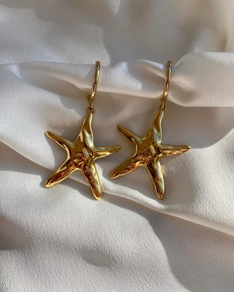 Summer Elegance, Starfish Earrings, Starfish Pendant, Earrings Summer, Glass Heart, Summer Jewelry, Cyprus, Statement Jewelry, Handmade Earrings