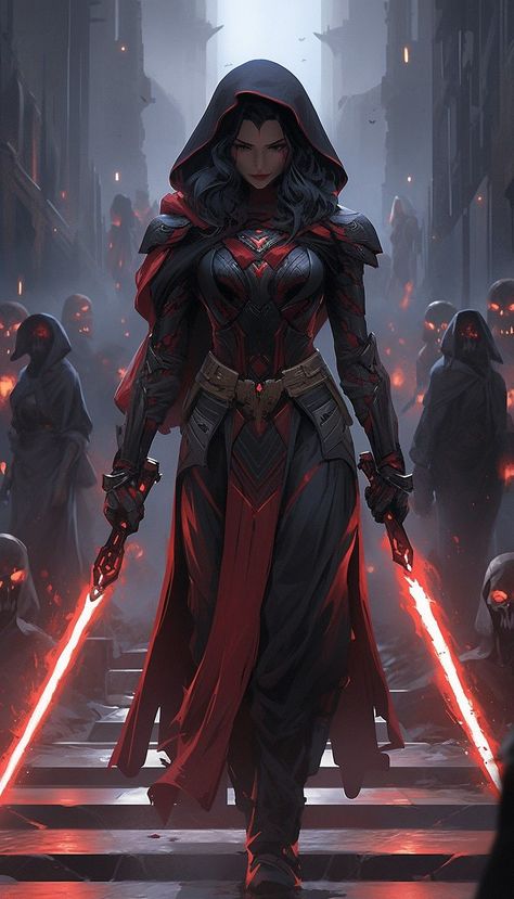 Starwars Oc Male, Star Wars Fantasy Art, Female Sith Art, Star Wars Sith Art, Sith Fan Art, Star Wars 5e, Star Wars Character Design Female, Sith Concept Art, Star Wars Female Sith