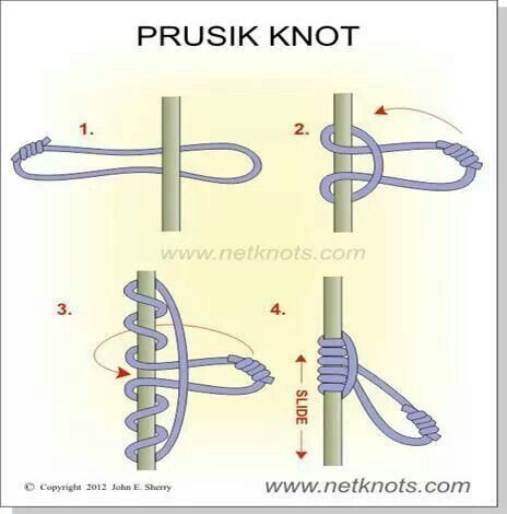 Prusik knot Prusik Knot, How To Tie A Knot, Climbing Knots, 1000 Lifehacks, Camping Knots, Survival Knots, Knots Guide, Paracord Knots, Tie A Knot