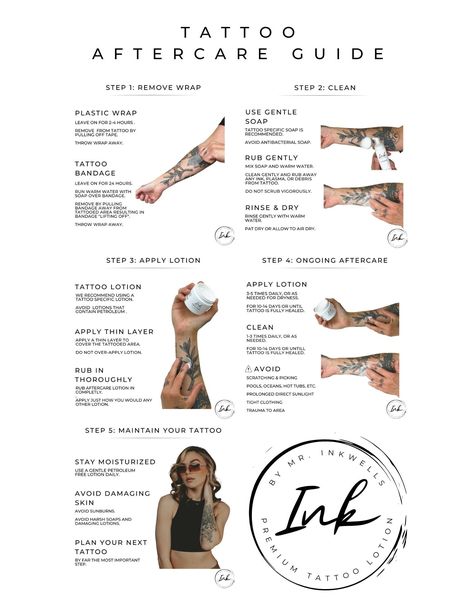 How To Take Care Of Your Tattoo in 5 Easy Steps: The Ultimate Guide To – MrInkwells New Tattoo Care Instructions, Tattoo After Care Instructions, Tattoo Aftercare Instructions, After Tattoo Care, After Tattoo, Tattoo Care Instructions, Enough Tattoo, Light Tattoo, Fresh Tattoo