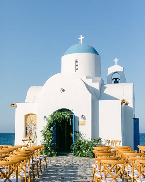 Cyprus Wedding Photographer on Instagram: “Ayios Nicolaos Church Located in a Picturesque Setting♥️ Its white and Blue Dome stand out against the crystal blue waters of the sea.…” Small Greece Wedding, Greek Church Wedding, Greece Wedding Aesthetic, Naxos Wedding, Wedding Cyprus, Cyprus Wedding Venues, Greek Wedding Theme, Mamma Mia Wedding, Greek Islands Wedding