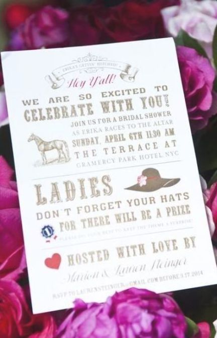 Kentucky Derby Wedding Shower, Kentucky Derby Bridal Shower Invitations, Kentucky Derby Shower Bridal, Bridal Shower Tea Party Theme, Derby Invitations, Derby Party Invitations, Kentucky Derby Theme, Bridal Shower Prizes, Kentucky Derby Wedding