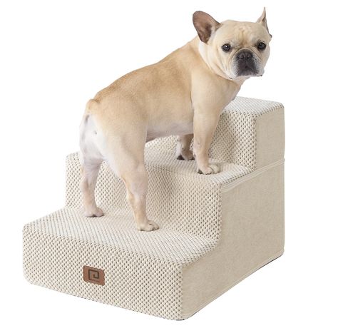 EHEYCIGA Dog Stairs for Small Dogs, 3-Step Dog Stairs for High Beds and Couch, Pet Steps for Small Dogs and Cats, and High Bed Climbing, Non-Slip Balanced Dog Indoor Step, Beige, 3/4/5 Steps Pet Steps For Bed, Low Beds, Dog Stairs For Bed, Bed Stairs, Sofa And Chair, Dog Stairs, Pet Stairs, High Beds, Dog Ramp