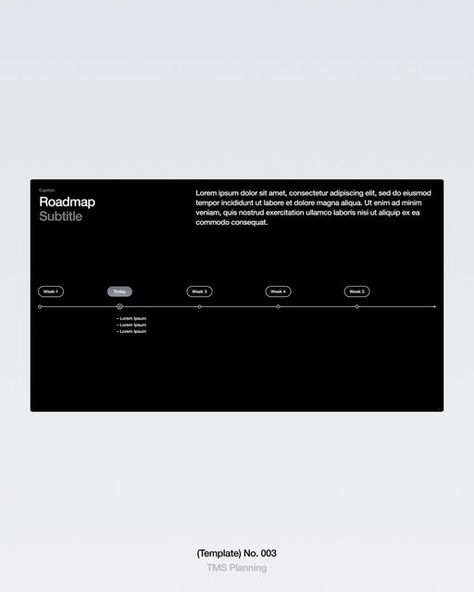 The Master Slides on Instagram: "📢 New Template: TMS Planning  Introducing our comprehensive Planning Presentation Template, meticulously designed to optimize your planning and visualize your progress. TMS Planning is packed with an array of calendars, timelines, roadmaps, and organizational charts, ensuring you have every tool at your disposal, whether you're mapping out short-term projects or strategizing long-term objectives.   Available now for Keynote, Figma, Google Slides, PowerPoint & Canva via the link in bio.  –⁠ TMS (The Master Slides) is your go-to destination for all things presentation design.  #presentation #powerpoint #keynote #typography #designinspiration #graphicdesigner #branddesign #brandidentity #illustrations #business #corporate #slides #report" Awards Slide Design, Objectives Slide Design, Project Roadmap Design, Swiss Infographic Design, Roadmap Graphic Design, Minimal Timeline Design, Presentation Agenda Design, Time Line Presentation, Roadmap Slide Design