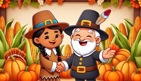 Premium Photo | Joyful 2D cartoon of a happy pilgrim and Native American shaking hands Pilgrims And Indians, 2d Cartoon, Shaking Hands, Stationery Templates, Business Card Maker, Flyer Maker, Poster Invitation, Presentation Template Free, Pattern Drawing